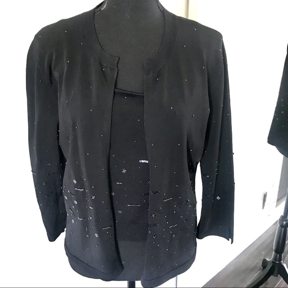 Nicole Miller Beaded Cardigan Set Size Large - Picture 1 of 7